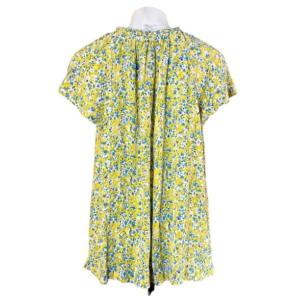 Gerard Darel Paris Floral Peasant Blouse Yellow Blue Print Size 10 - Picture 5 of 16
